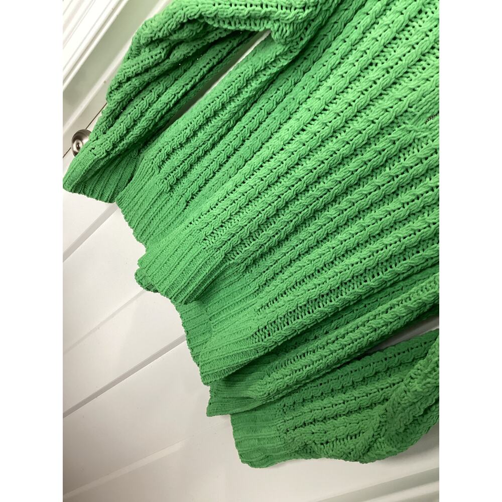 Aerie chunky cable knit quarter‎ zip sweater green soft oversized fit size xs - Picture 4 of 11